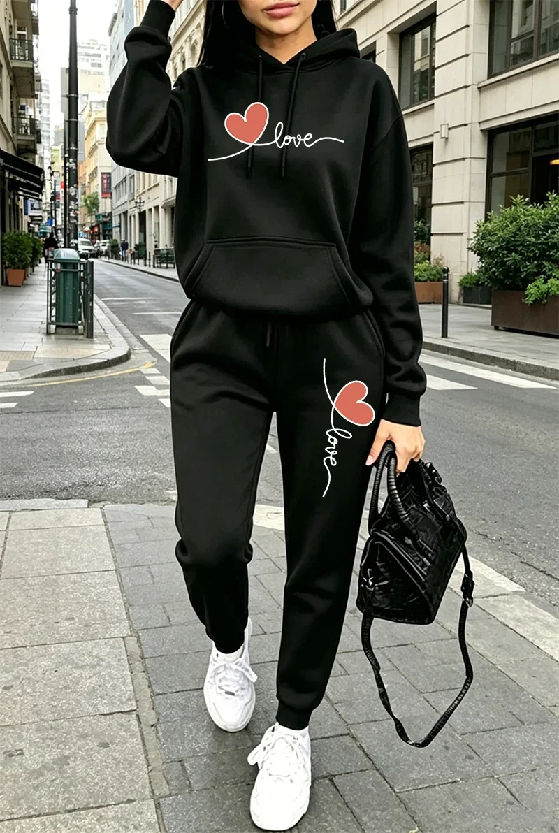 Womens Tracksuit Print Casual Long Sleeves Hoodie Sweatshirts Outdoors Sports Jogging Clothing Autumn Winter Fashion Streetwear