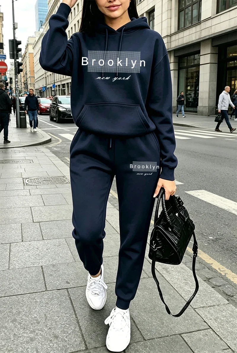 Womens Tracksuit Printing Casual Hoodie Sweatshirts Outdoors Sports Jogging Clothing Autumn Winter Fashion Versatile Sportswear