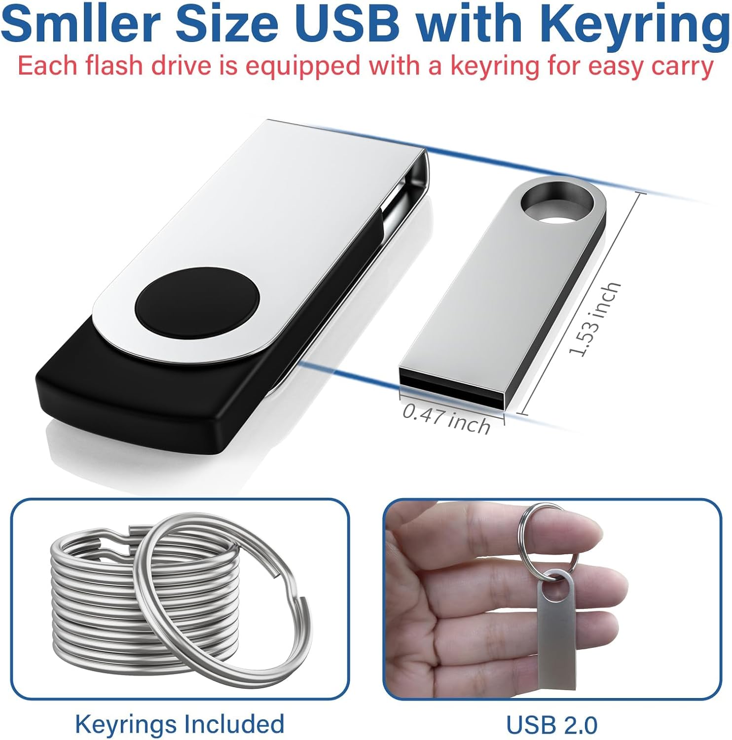 16GB USB Flash Drive 5 Pack, Wooolken Sleek Metal USB 2.0 Thumb Drive - Image 4