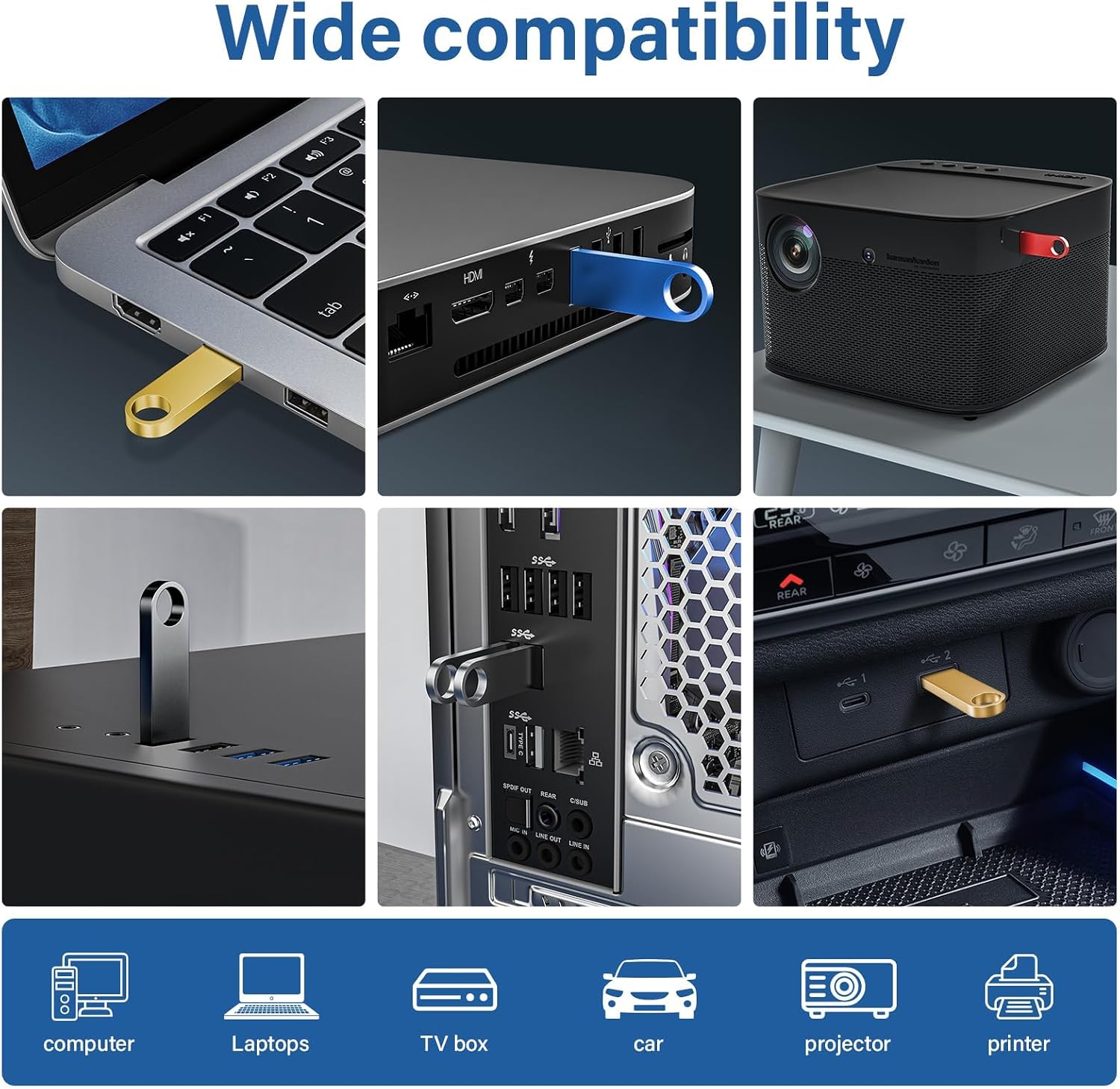 16GB USB Flash Drive 5 Pack, Wooolken Sleek Metal USB 2.0 Thumb Drive - Image 6