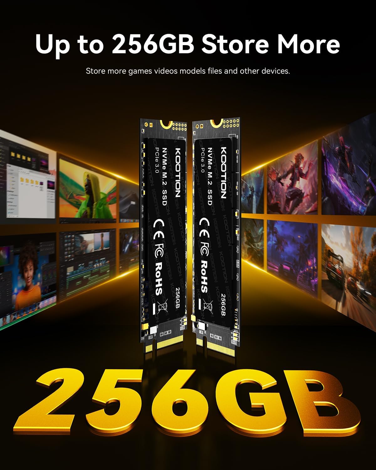 KOOTION 256GB NVMe M.2 PCIe 2280 SSD | Gen3x4 Internal Solid State Drive Hard Drive Up to 3000MB/s | Compatible with Laptop & PC Desktop - Image 3