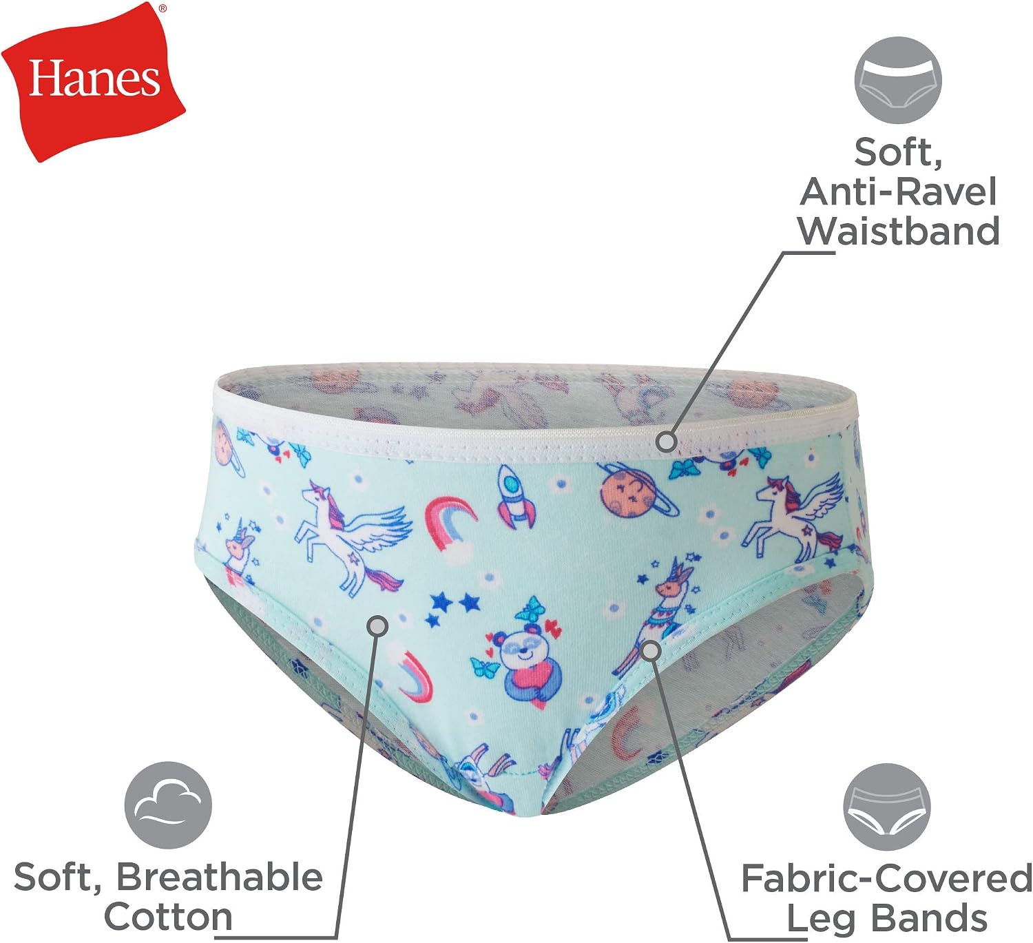Hanes Girls' Cotton Tagless Brief Panties, 9-pack - Image 2