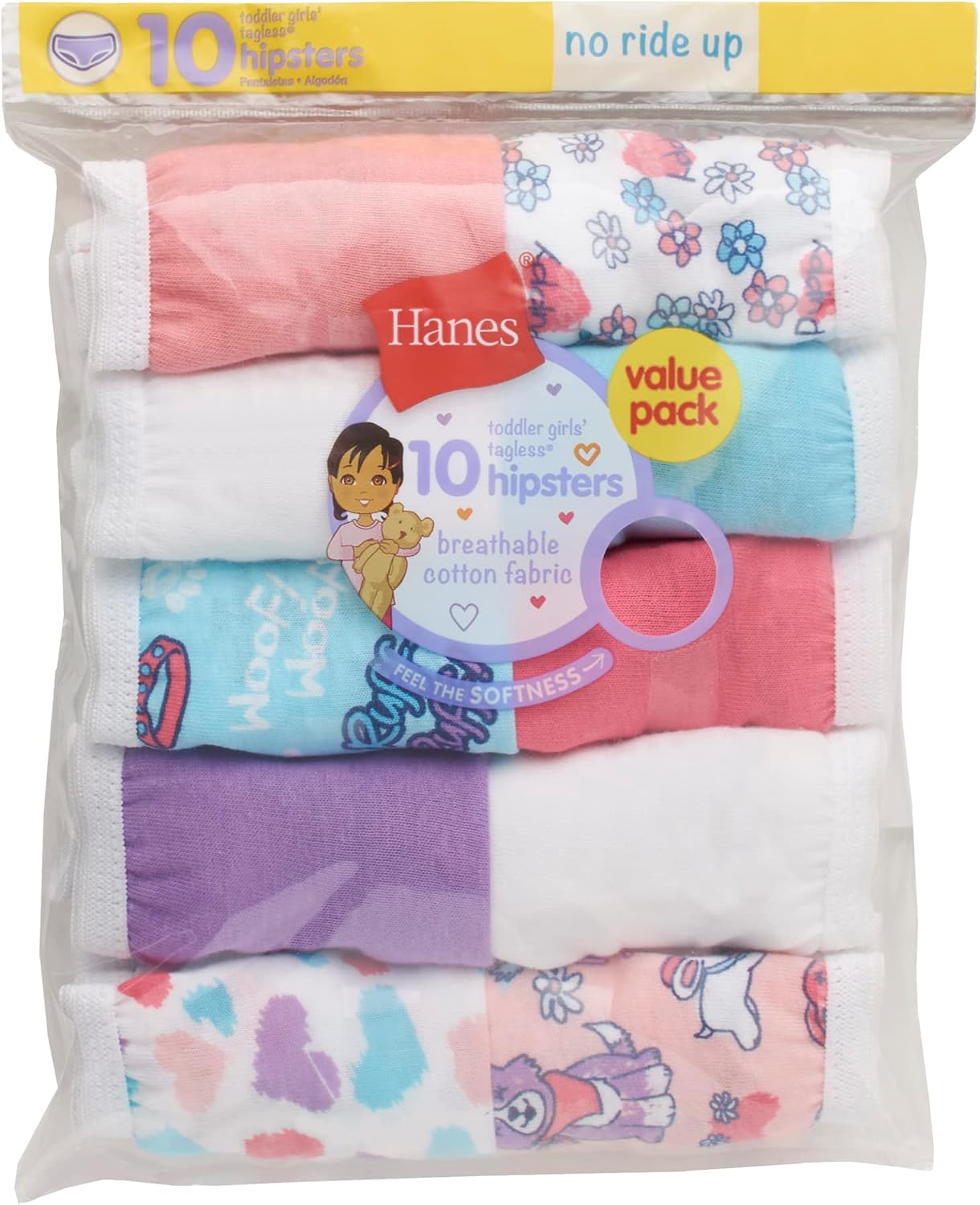 Hanes Girls' Cotton Tagless Brief Panties, 9-pack - Image 3