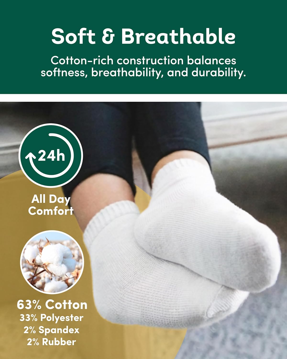 Fruit of the Loom Baby & Toddler Grow & Fit Flex Zones Cotton Stretch Socks - Unisex, Girls, Boys - Image 6