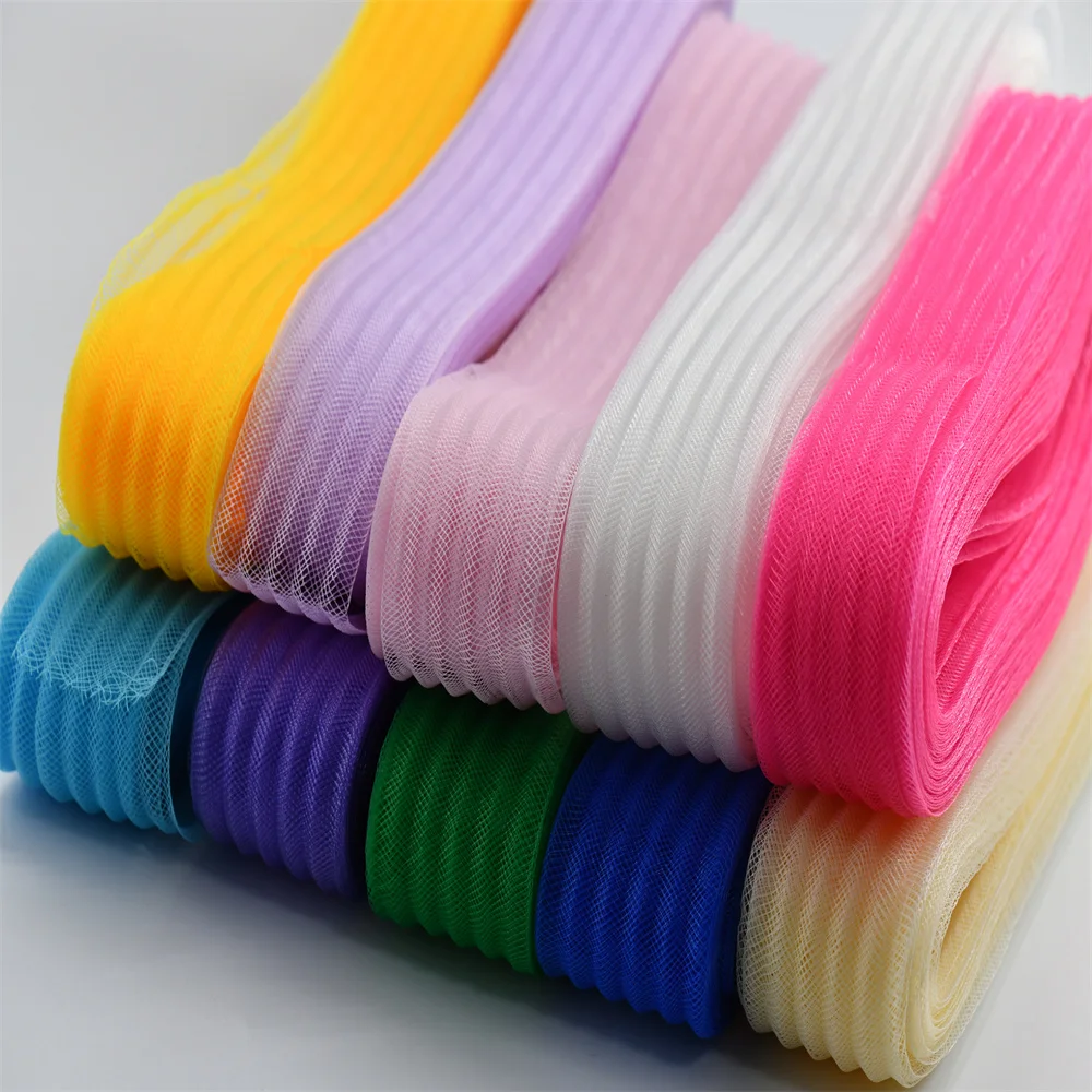 25/50/100/200yard Fray Resistant Stiff Horsehair Crinoline Mesh Braid Polyester Ribbon For Wedding Dress Skirt Hem Fascinator Mi