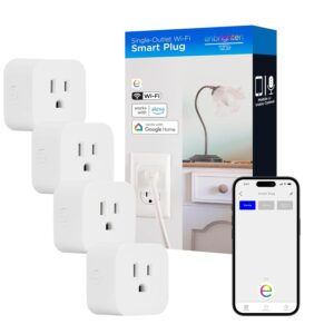 Enbrighten Matter Indoor Smart Plug, 1 Grounded Outlet, White, 4 Pack