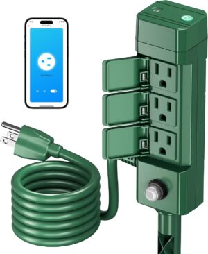 HBN Smart Outdoor Power Stake Timer, 6 Outlets, WiFi Voice Control