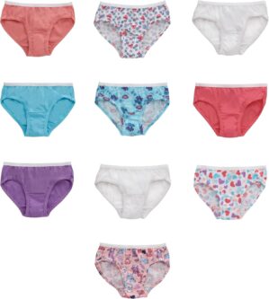 Hanes Girls' Cotton Tagless Brief Panties, 9-pack