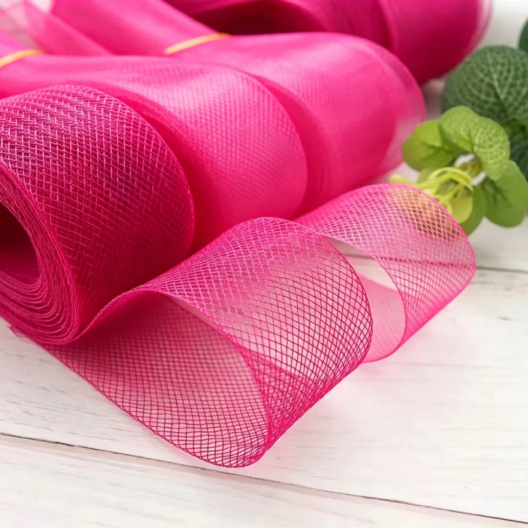 Assorted Colors Stretch Horsehair Crinoline Braid Mesh Trim DIY Sewing Material for Wedding Dress Stage Costume Hat Making
