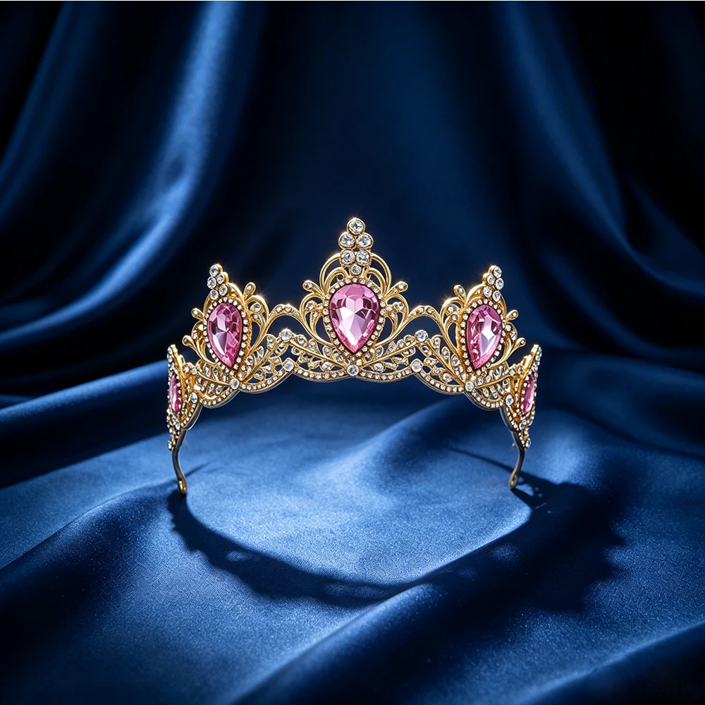 Baroque Sweet Princess Style Tiara Crown Rhinestone Elegant Gentle Bride Wedding Party Dance Party Birthday Lady Dress Headwear