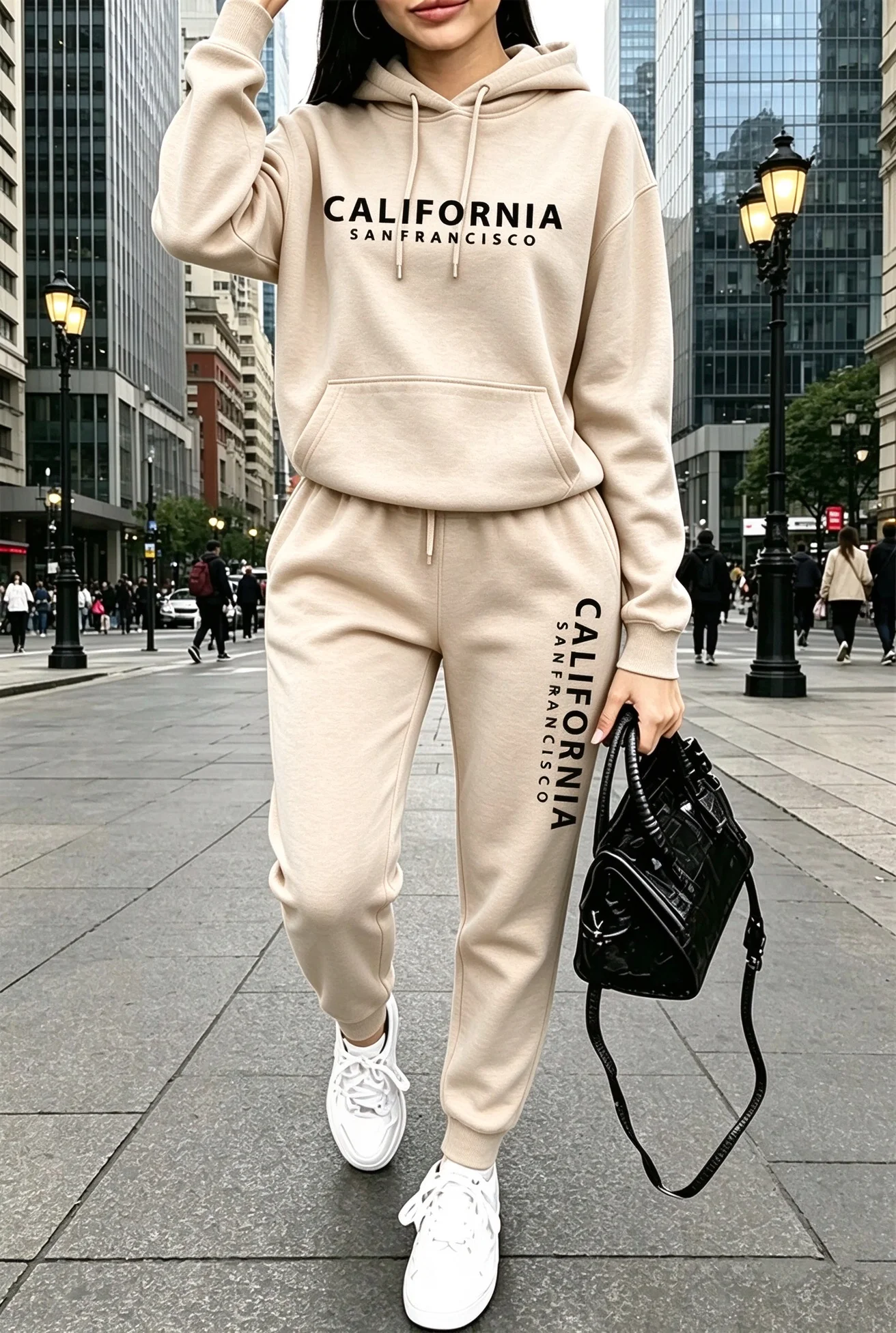 Fall Winter Womens Outfits Street Casual Hooded Sweatshirts Outdoors Sports Jogging Clothing Hot Sales Single Piece Hoodie Pants