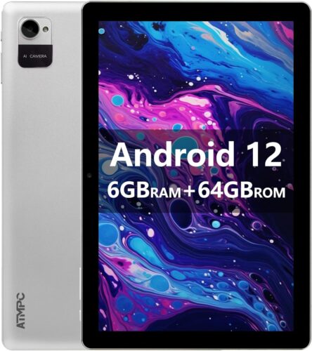 10 inch Tablet, Android Tablet, 6GB RAM 64GB ROM, Quad-Core Processor, 1280×800 IPS HD Touch Screen Tablet, WiFi 6, Dual Camera, BT 5.2, 6000mAh Long Lasting Battery