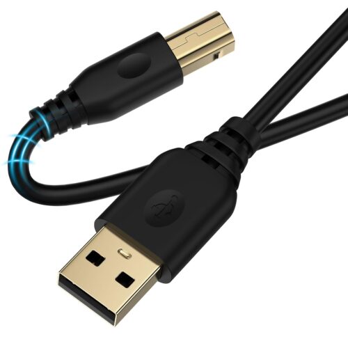 10FT USB Printer Cable,USB A to USB B Scanner Cable Printer Cord USB Type B High Speed Printer Cable Long MIDI Cable for HP,Canon,Brother,Computer,Laptop,Dell,Epson,Lexmark,Xerox,Samsung,Digital Piano