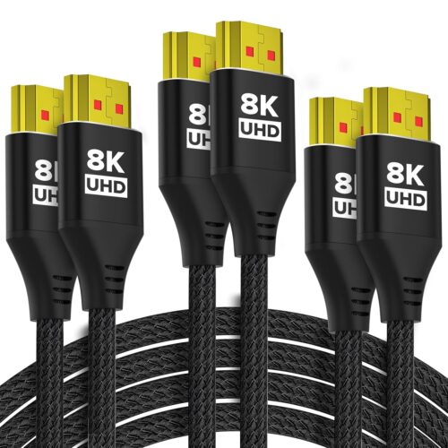 10K 8K 4K HDMI Cable 6FT 3-Pack, Ultra High Speed HDMI Braided Cord, Supports 4K/120Hz, 8K/60Hz, 48Gbps DTS:X, HDCP 2.2 & 2.3, HDR 10, HDMI 2.1 Cable