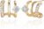 14K Gold Plated Hoop Earrings for Women Triple Huggie Illusion Stud Earring | Double Huggie Hoop Earrings for One Hole | Claw Ear Cuff Earring Jewelry Gift for Women