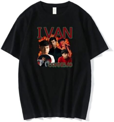 Ivan Cornejo T-Shirt Vintage Graphic Retro Crewneck Short Sleeve Streetwear Women Men Fashion Tee (X-Small,Black)