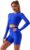 Women’s Seamless Yoga Outfits Two Pieces Workout Long Sleeve Crop Top Sports Bra + High Waisted Running Shorts Sets Biker Activewear Athletic Fitness Gym Sexy Active Tracksuit Z – Royal Blue Large