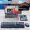 Wireless Keyboard and Mouse Combo, Retro Typewriter Keyboard with Round Keycaps, Full-Size Ergonomic, Blue, Ideal for Windows PC, Home, Office, and College, Wireless Keyboard Mouse Combo