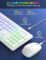 Wireless Keyboard and Mouse – RGB Backlit, Rechargeable & Light Up Letters, Full-Size, Ergonomic Tilt Angle, Sleep Mode, 2.4GHz Quiet Keyboard Mouse for Mac, Windows, Laptop, PC, Trueque(White)
