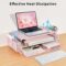AUPSEN Computer Monitor Stands with Drawers and 2 Pen Holder, Desk Accessories & Workspace Desk Organizers, Monitor Stand for Computer, Laptop, Printer, Office Supplies(Pink)