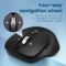 Wireless Bluetooth Mouse (USB + BT1 + BT2), Full Size Mouse, 4-Way Scrolling, Multi-Device Silent Mouse for Computer, Laptop, iPad, MacBook (Black)