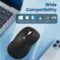 Wireless Bluetooth Mouse (USB + BT1 + BT2), Full Size Mouse, 4-Way Scrolling, Multi-Device Silent Mouse for Computer, Laptop, iPad, MacBook (Black)