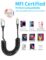 Coiled Lightning Cable for Car, [MFi Certified] Short Retractable iPhone Charger Fast Charging Cord, 2 Pack 3FT USB A to Lightning Cable for iPhone14/13/12/11 Pro Max/XS Max/8/iPad/CarPlay