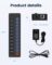 USB hub，Powered USB hub, 11-Port hub Splitter，10 USB 3.0 Data Transfer Port + 1 Smart Charging Port,Independent Switch (with LED Working Indicator) USB 3.0 Hub Powered with Power Adapter for Mac/PC