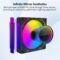 PANO-MOUNTS 120mm ARGB Fan Infinity Mirror Reverse Airflow 5V 3Pin Addressable RGB PWM PC Computer Water Cooler CPU Case Fan 500-1500RPM Black 3-Pack