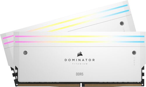 CORSAIR Dominator Titanium RGB DDR5 RAM 64GB (2x32GB) DDR5 6600MHz CL32 Intel XMP iCUE Compatible Computer Memory – White (CMP64GX5M2X6600C32W)