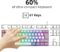 Snpurdiri 60% Wired Gaming Keyboard, RGB Backlit Mini Keyboard, Waterproof Small Ultra-Compact 61 Keys Keyboard for PC/Mac Gamer, Typist, Travel, Easy to Carry on Business Trip(Grey-White)