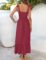 ZESICA Women’s 2025 Summer Boho Spaghetti Strap Square Neck Solid Color Ruffle A Line Beach Long Maxi Dress
