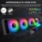 SAMA PS360 Black Liquid Cooler 360mm AIO Radiator ARGB Effects Tube with 3x120mm Addressable RGB PWM Fans Infinity Mirror Fans