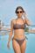 ZAFUL Bikini Set for Women Halter Strapless Ruched Color Block Trim Swimsuit 2 Piece Tie Side Bandeau Bathing Suits