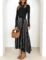 ZESICA Womens Spring Turtleneck Long Sleeve Sweater Dress Tie Waist Casual Loose Ribbed Knit A Line Midi Dresses