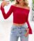 PRETTYGARDEN Womens Long Sleeve T Shirts Casual Off Shoulder Ruched Mesh Slim Fit Crop Tops Going Out Summer Blouses