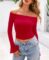 PRETTYGARDEN Womens Long Sleeve T Shirts Casual Off Shoulder Ruched Mesh Slim Fit Crop Tops Going Out Summer Blouses