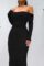 PRETTYGARDEN Women’s Fall Off Shoulder Maxi Bodycon Dress Long Sleeve Ruched Fitted Club Dresses with Slit