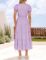 ZESICA Womens 2025 Summer Puff Short Sleeve Midi Dress V Neck Floral Textured Ruffle Flowy Beach Party Dresses