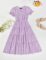 ZESICA Womens 2025 Summer Puff Short Sleeve Midi Dress V Neck Floral Textured Ruffle Flowy Beach Party Dresses