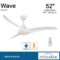 MINKA-AIRE F843-WH Wave 52 Inch 3 Blade Ceiling Fan in White Finish
