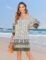 Zeagoo Womens Boho Dresses Casual Beach Summer Dress Tassel Tie Neck 3/4 Long Sleeve Mini Sundress 2025 Floral Print Cover Up