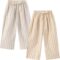 Ashmyova Classic Casual Pants for Boys Thin Cotton Stripe Elastics Waist Spring Summer Trousers Toddler Long Pants 2Pcs