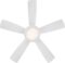 WAC Smart Fans Odyssey Indoor and Outdoor 5-Blade Flush Mount Smart Home Ceiling Fan 44in Matte White with 3000K LED Light Kit and Remote Control works with Alexa and iOS or Android App