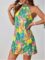 Floerns Women’s Sleeveless Floral Print Sundress Halter Neck A Line Short Dress