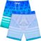 Boys Two Piece Rash Guard and Swim Trunks Outfit Set Kids Short Sleeve Swimsuit