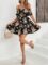 SOLY HUX Women’s Boho Floral Print Cold Shoulder Dress Short Sleeve Ruffle A Line Vacation Elegant Mini Dresses
