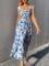 MakeMeChic Women’s Summer Floral Dresses 2025 Beach Vacation Casual Blue and White Long Maxi Sundresses