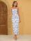 Milumia Women’s Summer Disty Floral Bodycon Maxi Dress Strapless Tube Top Long Dresses Wedding Guest Party
