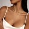 Zeffy Lariat Gold Necklace for Women, Dainty Long Necklace 14k Gold/Silver Plated Layered CZ Beaded Bar Chain Y-Shaped Body Chain Stack Drop Wedding Necklace Trendy Simple Gold Jewelry Gifts